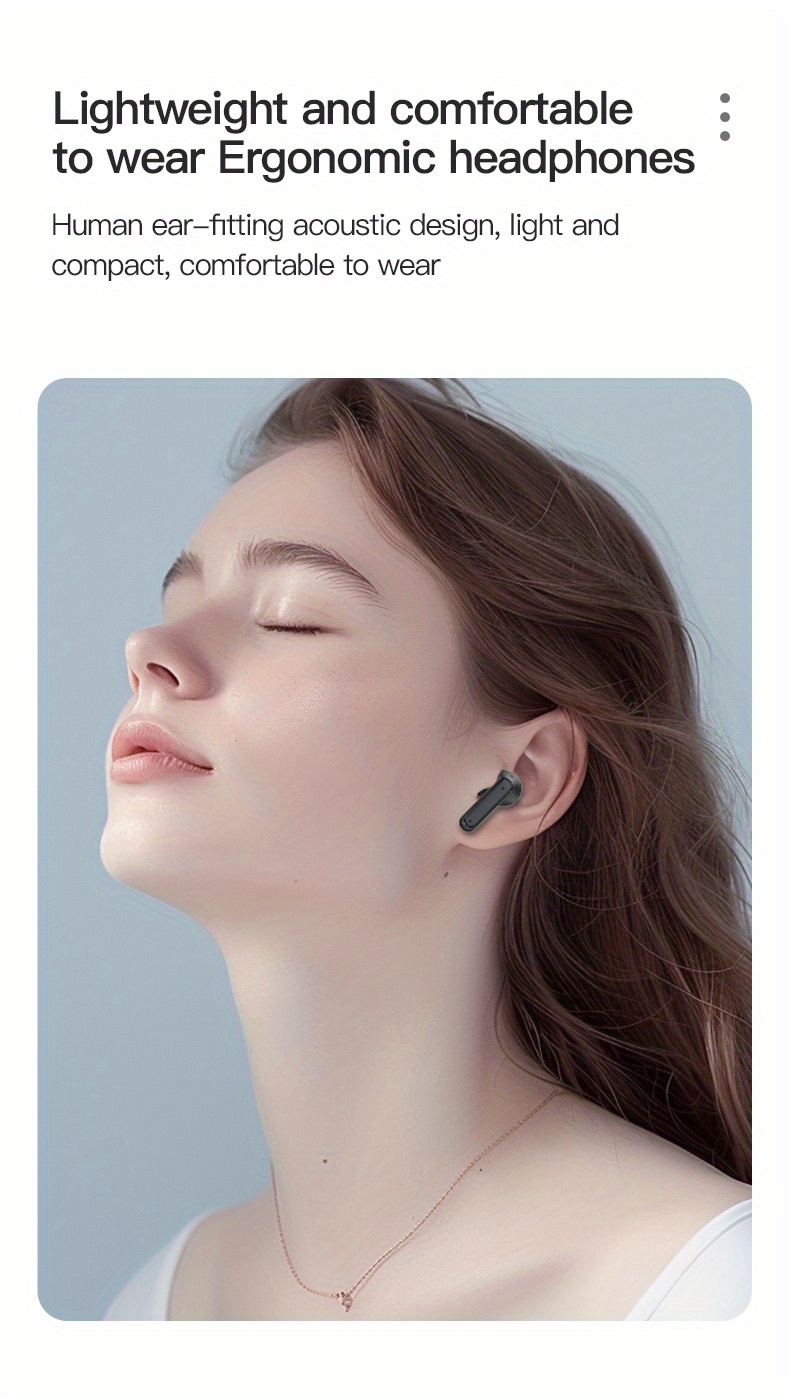 2024 smart touch screen wireless earbuds with hd call sports music headset with rechargeable polymer battery touch control semi open back for iphone huawei samsung vivo xiaomi and more 300mah details 6