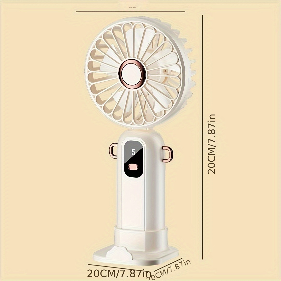 portable handheld fan rechargeable 90 adjustable foldable personal fan 5 speed wind display power usb rechargeable handheld fan silent handheld fan suitable for indoor and outdoor   white details 4