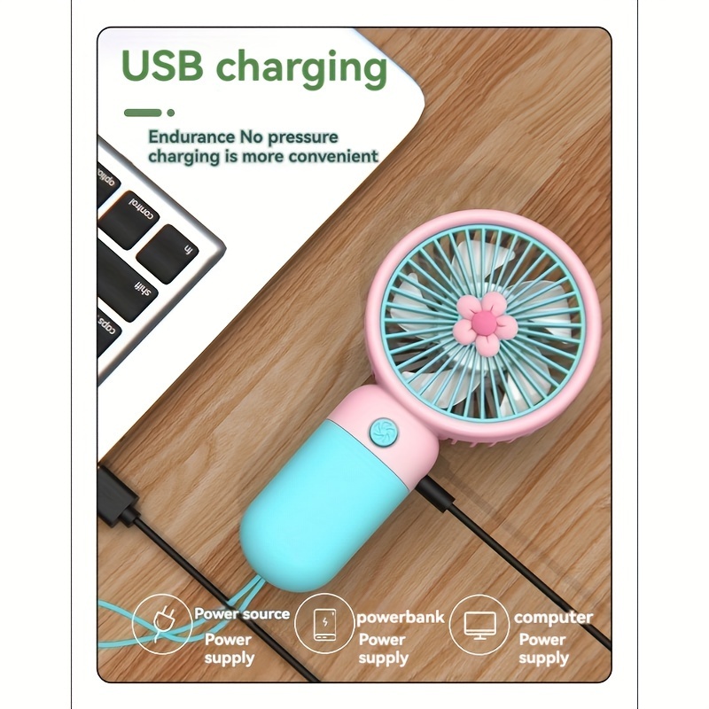 female fan portable new flower mini handheld small fan pocket fan portable fan usb power storage electric fan handheld fan summer refreshing giving gifts to girlfriends details 3