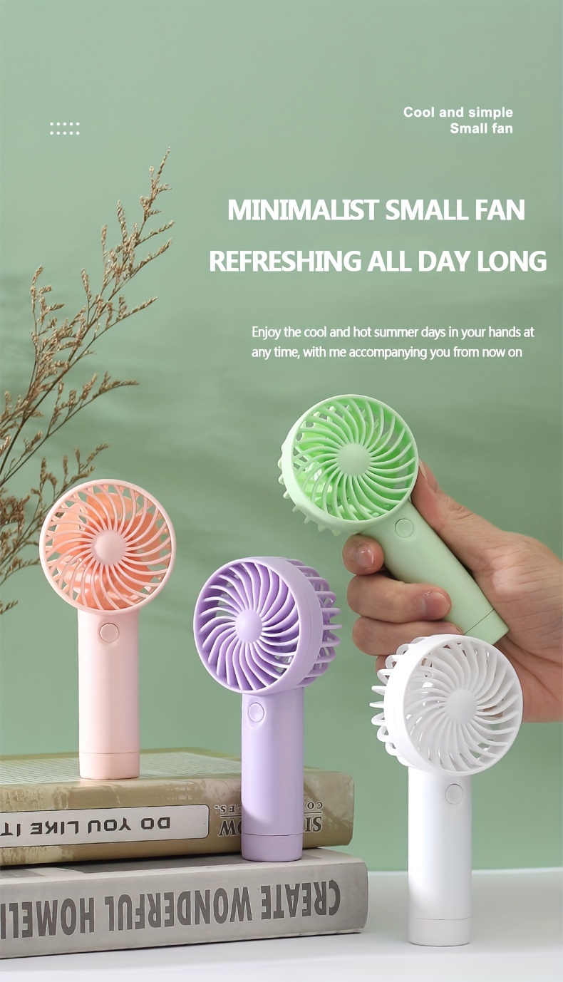 portable handheld fan 3 speed quiet usb rechargeable mini personal fan on the go cooling device assorted colors details 0