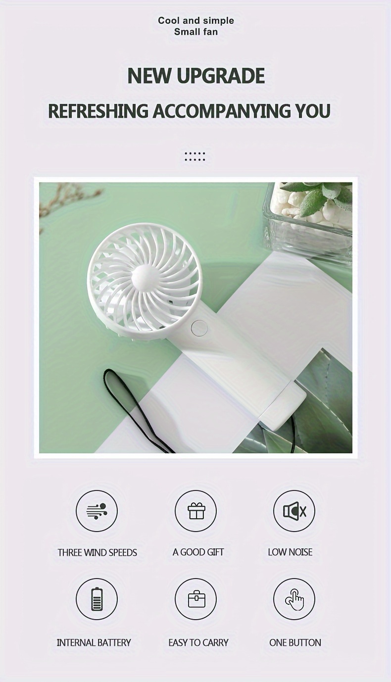 portable handheld fan 3 speed quiet usb rechargeable mini personal fan on the go cooling device assorted colors details 1