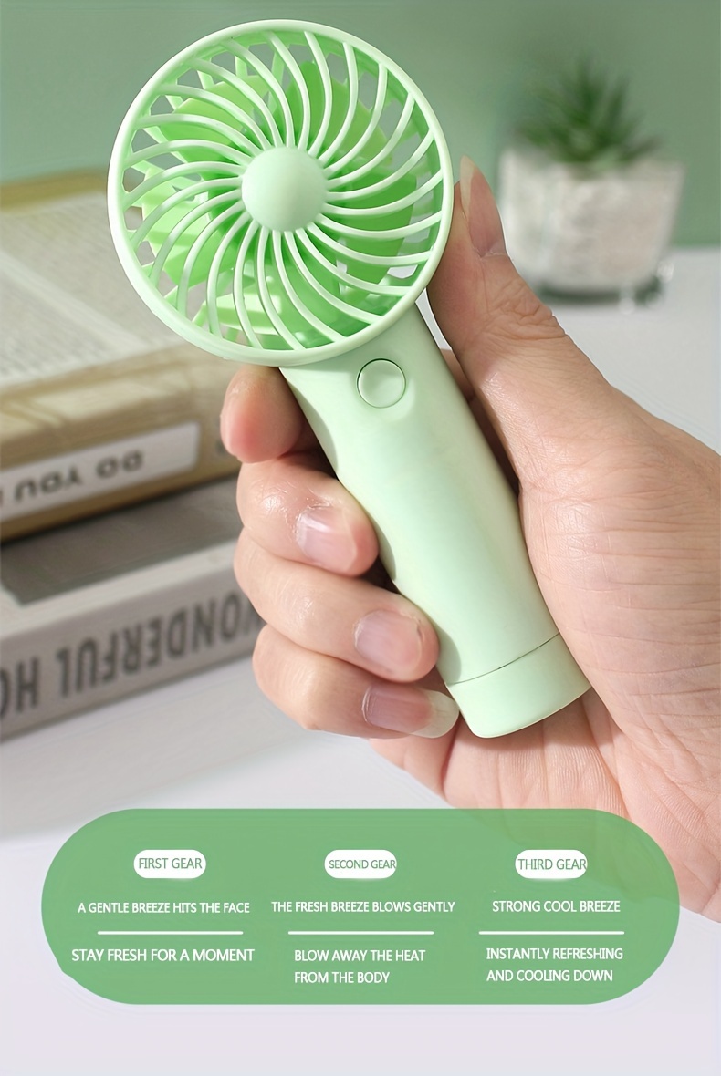 portable handheld fan 3 speed quiet usb rechargeable mini personal fan on the go cooling device assorted colors details 2