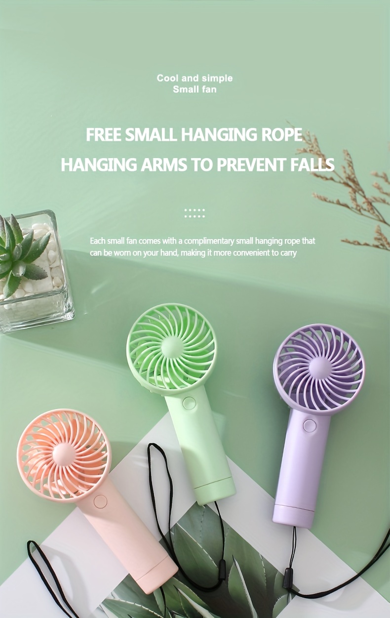 portable handheld fan 3 speed quiet usb rechargeable mini personal fan on the go cooling device assorted colors details 5