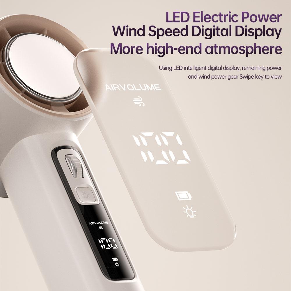 fast shipping3 in 1 handheld portable turbo fan with led   3 modes of emergency lights powerful handheld fan with built in aromatherapy refilling pad rechargeable with 5000mah battery large capacity 100 levels of stepless adjustment details 3