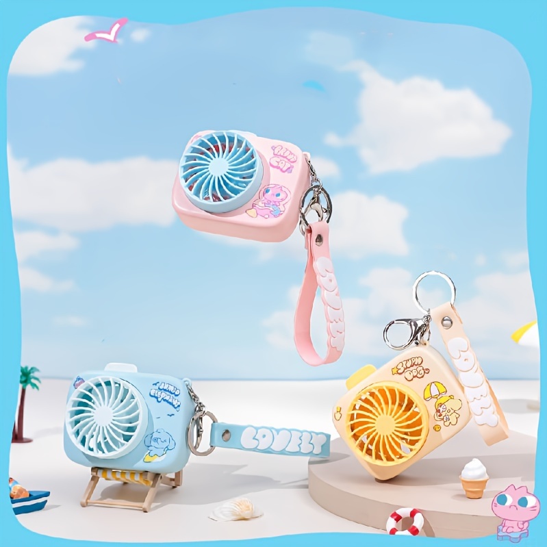 1pc chic camera shaped portable handheld fan with keychain usb rechargeable battery powered mini personal fan perfect for indoor outdoor and vehicle use details 0