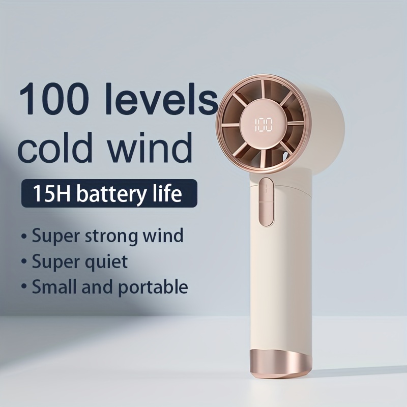 portable handheld fan 100 speeds adjustable turbo mini fan battery rechargeable personal fan with metal body blower digital display mini hair dryer gift for women men travel camping outdoors details 0