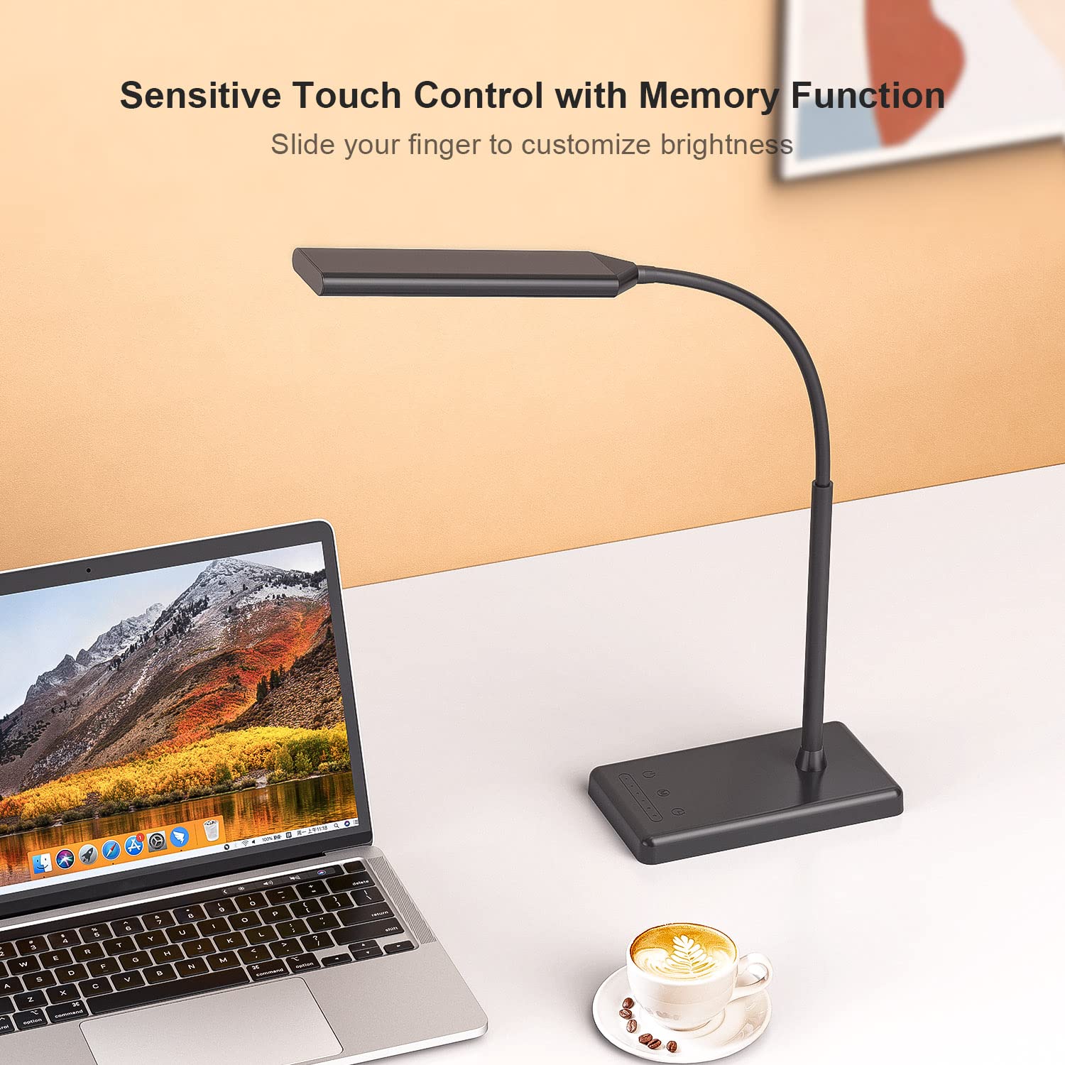 led desk touch lamp with wireless charging usb charging table lamp 5 color modes 6 brightness levels eye caring gooseneck desk lamp for home office black details 1