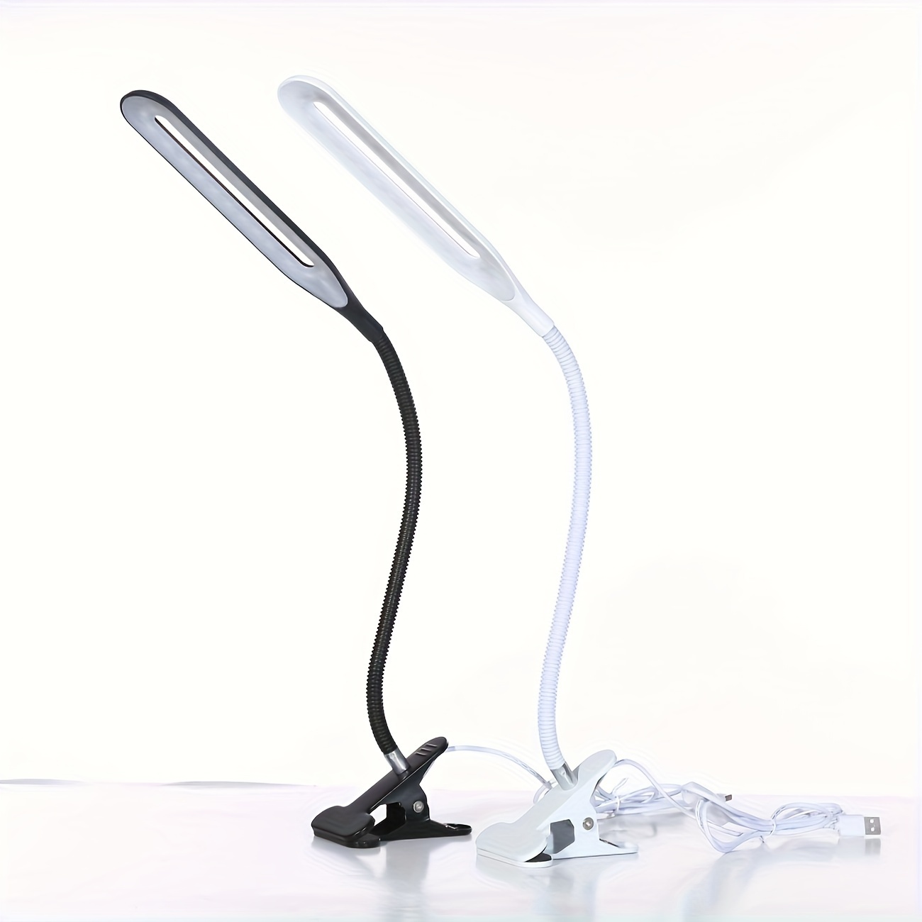 1pc led desk lamp with clamp and flexible gooseneck eye care   for home   adjustable usb powered with power plug included details 4