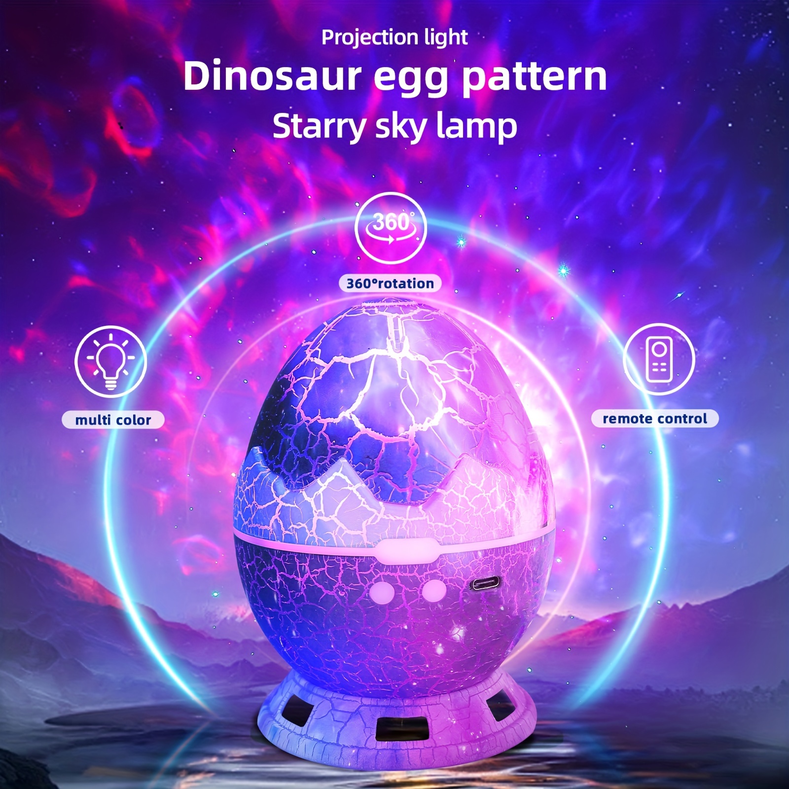 for galaxy star projector night light with dinosaur egg design colorful nebula stars timer remote control perfect gift for christmas parties home theater decor details 0