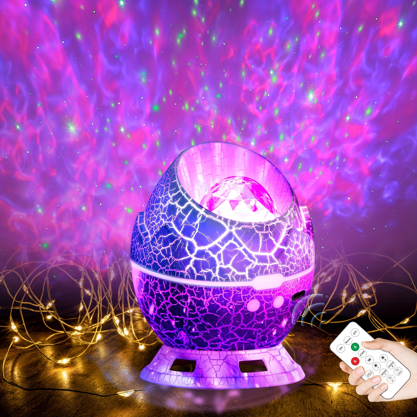 for galaxy star projector night light with dinosaur egg design colorful nebula stars timer remote control perfect gift for christmas parties home theater decor details 1