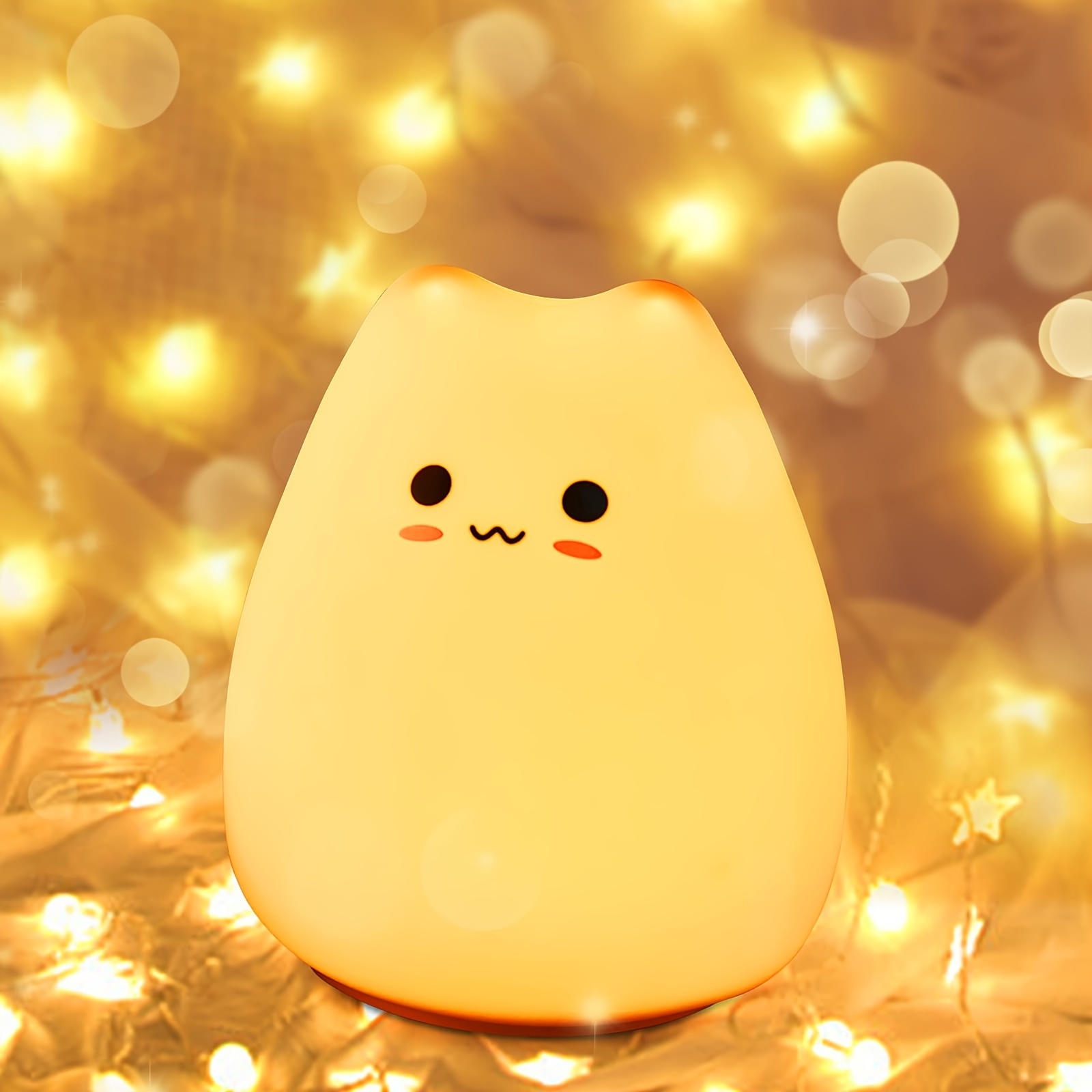 cute cat led night light color changing tap control battery powered portable squishy silicone lamp for desk decor touch switch polished finish non waterproof pvc body ideal for christmas new year halloween batteries not included details 7