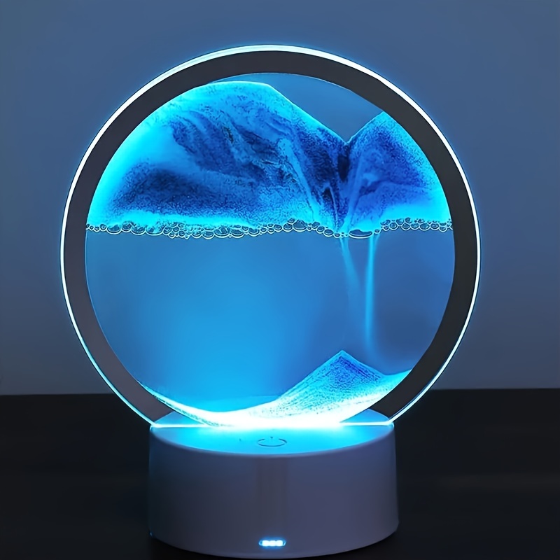 1pc sand art moving night lamp craft quicksand 3d landscapeflowing sand picture   gift led table night light home decor details 0