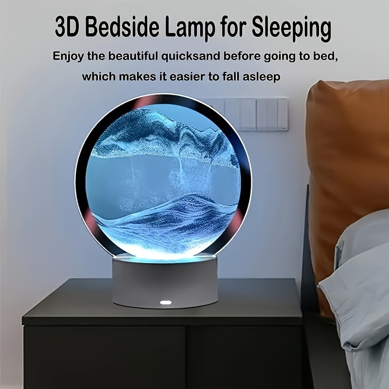 1pc sand art moving night lamp craft quicksand 3d landscapeflowing sand picture   gift led table night light home decor details 3