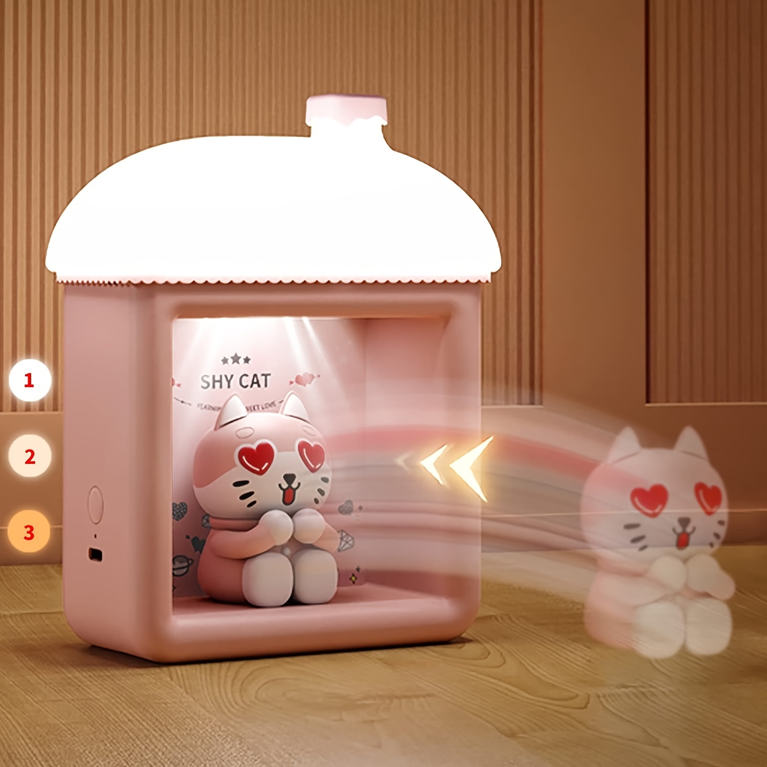 rechargeable cute cat night light with adjustable brightness button control decorative lamp 900mah battery for bedroom desk office perfect gift details 5