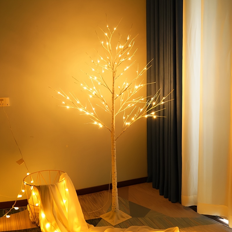 1pc usb 1 8m luminous tree warm whiteled artificial tree with light for   house party decoration indoorand outdoor christmas decoration tree details 5