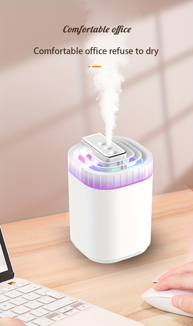 3l large capacity ultrasonic humidifier for home bedroom silent operation triple mist outlets usb powered with nightlight open lid water refill push button control suitable for 21 30 area humidification below 300ml h details 10